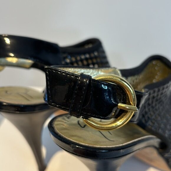 Giuseppe Zanotti Black Hidden  Platform Stiletto peep toe Sandals Size 6.5 - Picture 7 of 11